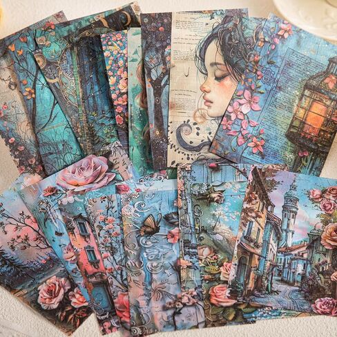 Alideco 180pcs Scrapbook Paper Vintage Flower Girl Butterfly Scrapbooking Paper for Journaling Supplies, Decorative Craft Paper for Junk Journals (huamengqiyuan) in Saudi Arabia