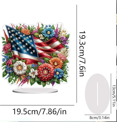 ARTopet DIY Diamond Desktop Ornaments Diamond Art Full Round Drill Paint by Numbers Mosaic Kits Tabletop Ornaments Single Sided Diamond Design Home Decor-Independence Day Bouquet in Saudi Arabia