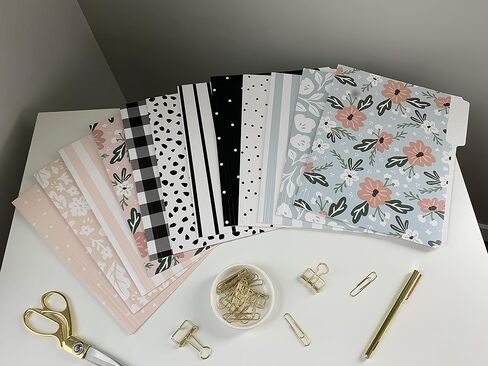 Cute File Folders, Set of 24 3-Tab Letter Size Decorative File Folders Boho Manilla 8.5 x 11 – Pretty Designer Home Office School Supplies (Enchantment) in Kuwait