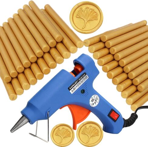 Wax Seal Kit, Atopbb Black 20Pcs Sealing Wax Sticks with Glue Gun Great for Wax Seal Stamp, Wax Seal Sticks Used for Wedding, Invitations and Gift Wrapping (20, black) in Kuwait