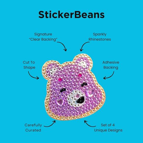 StickerBeans® "مجموعة الروح الأصلية للحجر الراين" - 2 "× 2" ، 4 عبوات) - الظهارة البراقة ، الظهر - جمع ، تجارة ، هدية - كمبيوتر محمول تزيين ، الهاتف ، زجاجة الماء - الأطفال المراهقين البالغين in Kuwait