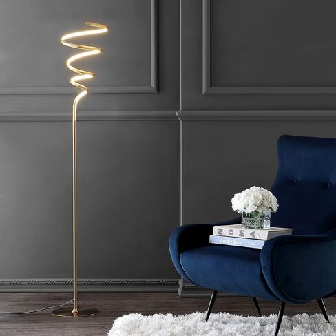 JONATHAN Y JYL7027B Scribble 60.5" Modern Dimmable Metal Integrated LED Floor Lamp Contemporary,Minimalist,Modern,Glam for Bedrooms, Living Room, Office, Reading, Gold in Saudi Arabia