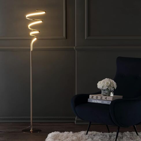JONATHAN Y JYL7027B Scribble 60.5" Modern Dimmable Metal Integrated LED Floor Lamp Contemporary,Minimalist,Modern,Glam for Bedrooms, Living Room, Office, Reading, Gold in Saudi Arabia