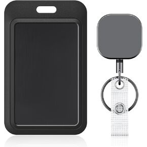 UniClife 3 Pack Sliding ID BADGE HOLDER HARD BLACK PLASTAL CAST