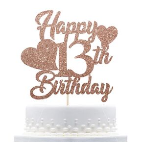 روز الذهب السعيد 13th كعكة عيد ميلاد أعلى ، كعكة عيد الميلاد الثالثة عشرة توبيخ للبنات الطفل 13th حفلات حفلة عيد ميلاد
