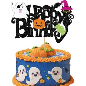 Finestore168 Halloween Birthday Cake Topper Pumpkin Ghost Candy Cake Decoration Halloween Themed Birthday Party Supplies for Boys and Girls Birthday Decoration
