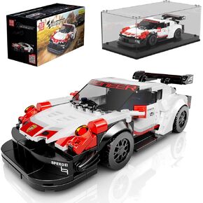 Mould King Speed Champion Car Building Toys with Acrylic Display Case Model Race Car Toy Building Blocks Kit 27010 Collectible Racing Vehicle Set for Kids Age 8+ Teens Adults