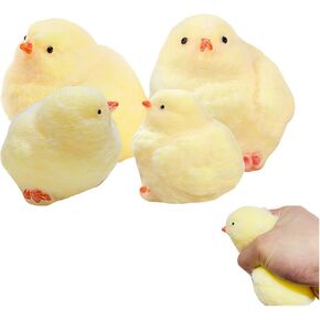 4 Pcs Taba Squishy Chick,Sticky Squishy Toys,Soft Chicken Tabba Squishy Stress Relief Toy for Adult (4)
