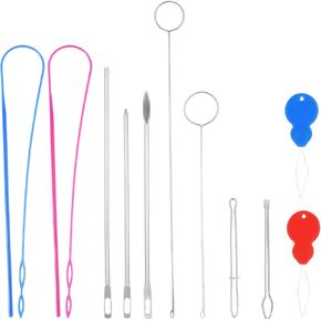 Oruola 11pcs Drawstring Threader Tool, Multi-Style Hoodie String Threader, Flexible Sewing Loop Turner, Easy Rope Threader Clips for Sweatpants Shorts Pants Jackets Coats