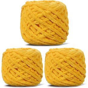 3 Pack Plush Chenille Chunky Yarn for Crocheting 100g(54.6yd) - Bulky Thick Fluffy Yarn for Knitting- Soft Velvet for Baby, Blanket Knitting Blanket Yarns- Amigurumi Yarns (3-Pink)