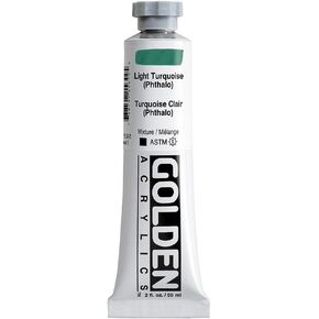 Heavy Body Acrylics by GOLDEN, Light Turquoise (Phthalo), 2 fl. oz. Tube, Professional Acrylic Paint, Opaque