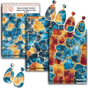 Blue Batik Clay Transfer Paper - 6 Pcs, 4 x 5.5 inch - Transfer Paper for Polymer Clay, Polymer Clay Transfer Sheet for Jewelry Making MAR-25-13