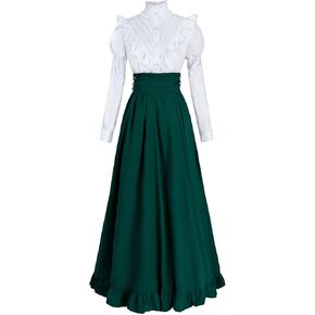 Women Victorian Dress Medieval Vintage Costume Ball Gown Dress Victorian Blouse Renaissance Falda 2-Pieces Set