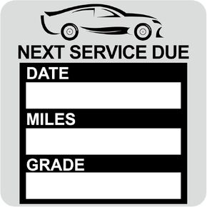 2x2 inch 60 PCS Black Next Service Due Static Cling Labels Easy Remove Oil Change Stickers with Date Miles and Grade Static Cling Windshield Labels