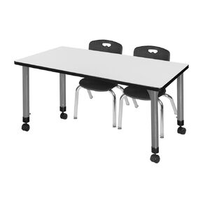 Romig Kee Mobile Classroom Activity Table & Chair Kit, 72 x 30, Black|Chrome|Grey|White