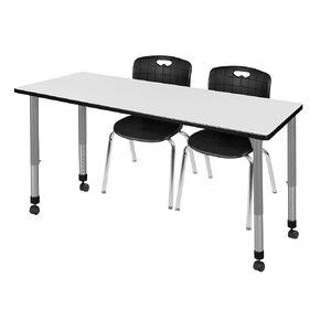 طاولة وكرسي Romig Kee Mobile Class -stiproom Table ، 72 × 30 ، أسود | Chrome | Gray | White