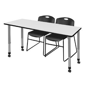 Romig Kee Mobile Classroom Activity Table & Chair Kit, 72 x 30, Black|Grey|White