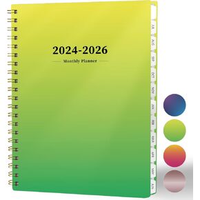 Ymumuda 2024-2026 Monthly Planner - Monthly Planner, JUL. 2024 to JUN.2026, 8.5" x 11", Large Planner with Spiral Bound, Ample Writing Space, Excellent for School & Office Schedule, Yellow Green