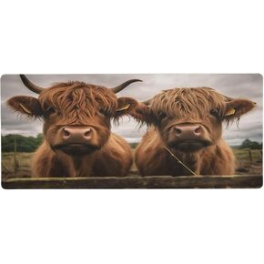 XIGUA Funny Scottish Highland Cattle Cows Pad Garge Gaming Gaming Mouse مع قاعدة غير قابلة للانزلاق ، موسعة موسعة مع حواف مخيط ، وسادة لوحة مفاتيح مقاومة للماء للألعاب وسطح المكتب والمكتب والمنزل