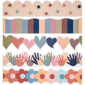 114.8 قدم Boho Bulletin Board Borders ملونة ملونة الحدود النشرة المقطوعة للموافقة على زخارف السبورة السوداء للمكاتب الفصول الدراسية