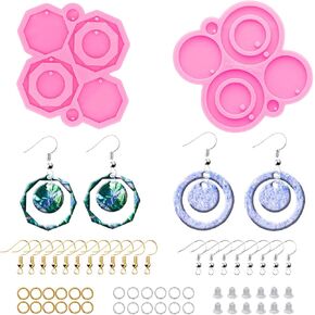 طقم قوالب الراتنج 102pcs ، 2 مساءً ، قرط السيليكون قوالب المجوهرات الإبوكسي الصب ، قالب القرط مع خطاطيف القرط للمرأة ديي ، أقراط فريدة من نوعها ، قالب إيبوكسي ، حركي المجوهرات ، راتنج المجوهرات