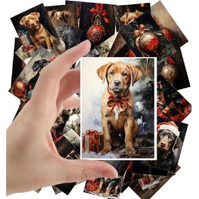 Large Stickers 24 pcs (2.5"x3.5" Each) Colourful Paintings of Festive People Dressed for The Christmas Vintage Postcards Retro Greeting Card Book Illustration Reprint