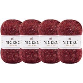 Niceec 4 skeins غزل الهواء الرقيق للكروشيه ، مزيج ناعم وملون ، صوف ، صوف ، و 3 غزل من الخفيفة من الخفيفة للوزن للحياك