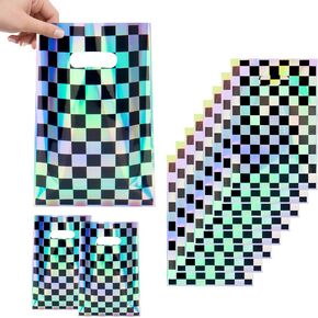 infankey 50 pcs checkered Race Car Party Party Fies Bass Blastic و White Car Goodie Good Acags Hight Car Gail