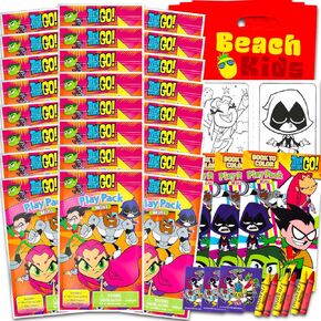 DC Comics Teen Titans Go Mini Party Favors Set - حزمة مع 24 Teen Titans Play Packs مع صفحات التلوين ، الملصقات ، المزيد | Teen Titans Go Party Supplies