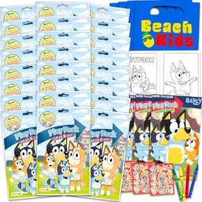 Bluey Birthday Party Party Favors and Supplies Bundle - 12 حزم لعب النشاط Bluey للبنين ، والفتيات مع كتب التلوين الصغيرة ، وأكياس النهب ، والمزيد | تفضل الحفلات الأزرق للأطفال