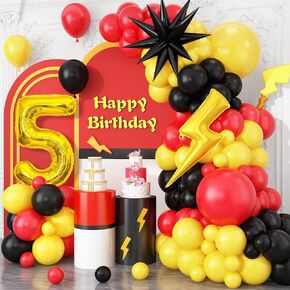 عيد ميلاد السابع من البالونات الصفراء الصفراء الأسود ، موضوع الرسوم المتحركة برقم 7 ، البالونات النجمة مايلار لحفلة عيد الميلاد السابعة