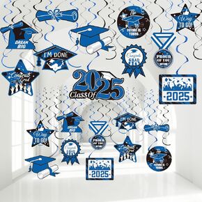 Sumind 30 PCS حفلة التخرج مع تعليق DORLIS Decorations Class of 2025 تهانينا لوازم الخريج قبعة إحباط السقف لافتات لعام 2025 حفلة موسيقية كبار (الأرجواني ، الأسود ، الفضة)
