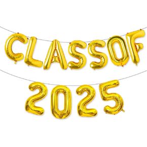 فئة 2025 البالونات الفضية 16 بوصة فئة 2025 الحفلات التخرج زخارف لافت