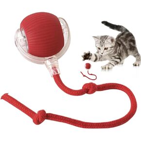 Interactive Cat Toy Ball,Smart Interactive Cat Toys for Indoor Cats Fast Rolling on Carpet. Stimulating Dogs Toy Small Dogs,Smart Pet Chase Ball with Speedy Tail Rope