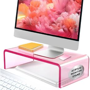 Acrylic Monitor Stand, Pink Computer Riser, Pink Desk Riser, Pink Acrylic Laptop Stand, Acrylic Monitor Stand for Desk, Pink Monitor Stand, Monitor Riser Light Pink