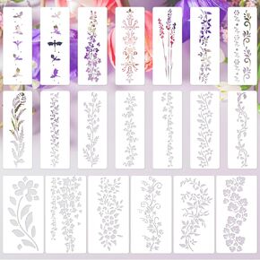 20 Pcs Leaves & Floral Stencils, 12x6in & 12x4.5in Flower Painting Stencils Reusable Tree Leaf Vine Templates for Painting on Wood Walls Fabric Home Decor Wall Art