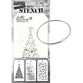 Bundle Stampers Anonymous - Tim Holtz - Layering Stencil - Mini Set 62 وخاتم التخزين - شتاء 2024 إصدار