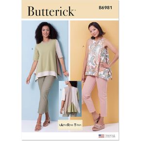 Butterick B6981A سهلة التفتيت تونوك تونوك تونوك باكيت نمط الخياطة من كاثرين تيلتون ، رمز التصميم B6981 ، الأحجام XS-S-M-L-XL-XXL