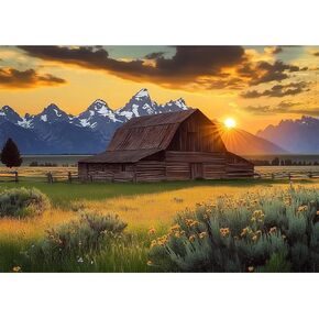 CEOVR Barn Diamond Painting Kits, 5D Full Drill National Park Diamond Art Kits for Adults, Mountain Landscape Gem Art, Adult Crafts Kits Wall Decor for Home Office 12x16inch