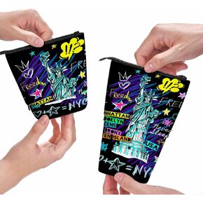 Swono تمثال لـ Liberty Pencil Case New York City Freedom DineDles Desking Case Case حامل قلم رصاص القلم رصاص حقيبة مكياج كيس مكياج حقيبة ملونة