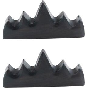 2pcs أسود Catalpa Five Fingers Brush Holder ، دعم حامل فرشاة الخط الصيني ، حارس مرمى الخشب غير المتوحن