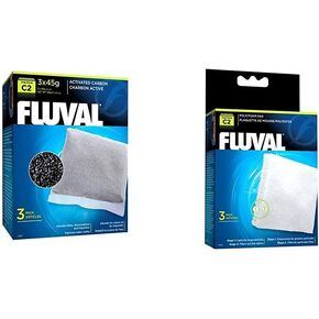 Fluval C2 Power Filter Replacement Media Bundle, 3-Pack Activated Carbon and 3-Pack Poly/Foam Pad, Filter Media for Aquariums up to 30 Gallons