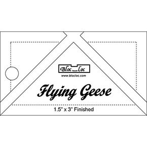 Bloc Loc Flying Geese Quilting Ruler 1-1/2" x 3" Finished, 2" x 3-1/2" Trimmed Size for Quilters