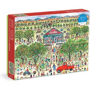 Galison Michael Storrings Apple Pickin' 1000 Piece Puzzle from Galison - 27" x 20" Beautifully Illustrated Puzzle, Thick & Sturdy Pieces, Perfect Activity for Chilly Fall Weather!