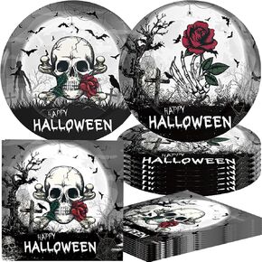 40pcs Halloween 2024 تشمل الزخارف 20 لوحة ، 20 مناديل لمستلزمات حفلات عيد الهالوين 2024