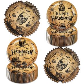 482pcs Halloween Party Supplies لوحات قابلة للتصرف مناديل مناديل القرع للمجموعة الأدوات المائدة الخفافيش يقدم 24 ضيفًا زخارف حفلات القديسين