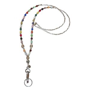 Multi Cancer Awareness Women's Beaded Lanyard, ID Badge Card Holder Teacher Gift Nurse Keys Cruise Phone