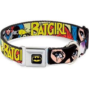 تذبذب حزام حزام الأمان في حزام الأمان - طوق الكلب - Batgirl في العمل مع الوجه عن قرب - 1 "عريض - يناسب 15-26" الرقبة - كبيرة