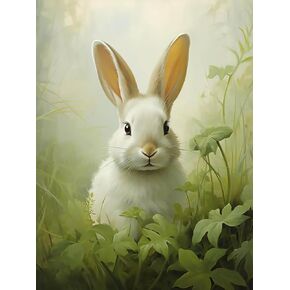 Bimkole 5D Diamond Art Kits for Adults Cute Bunny, Full Drill DIY Rhinestone Embroidery Set Paint with Diamonds Art by Number Kits Cross Stitch Home Wall Craft Decoration 12x16 inch