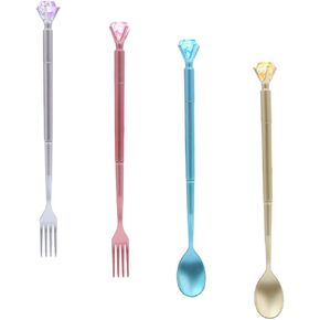 NUOBESTY 4 Pcs Cute Gel Ink Pens Fork Spoon Shaped Writing Pens Ballpoint Pen Liquid Ink Roller Ball Pens Signature Pens for Office Stationery